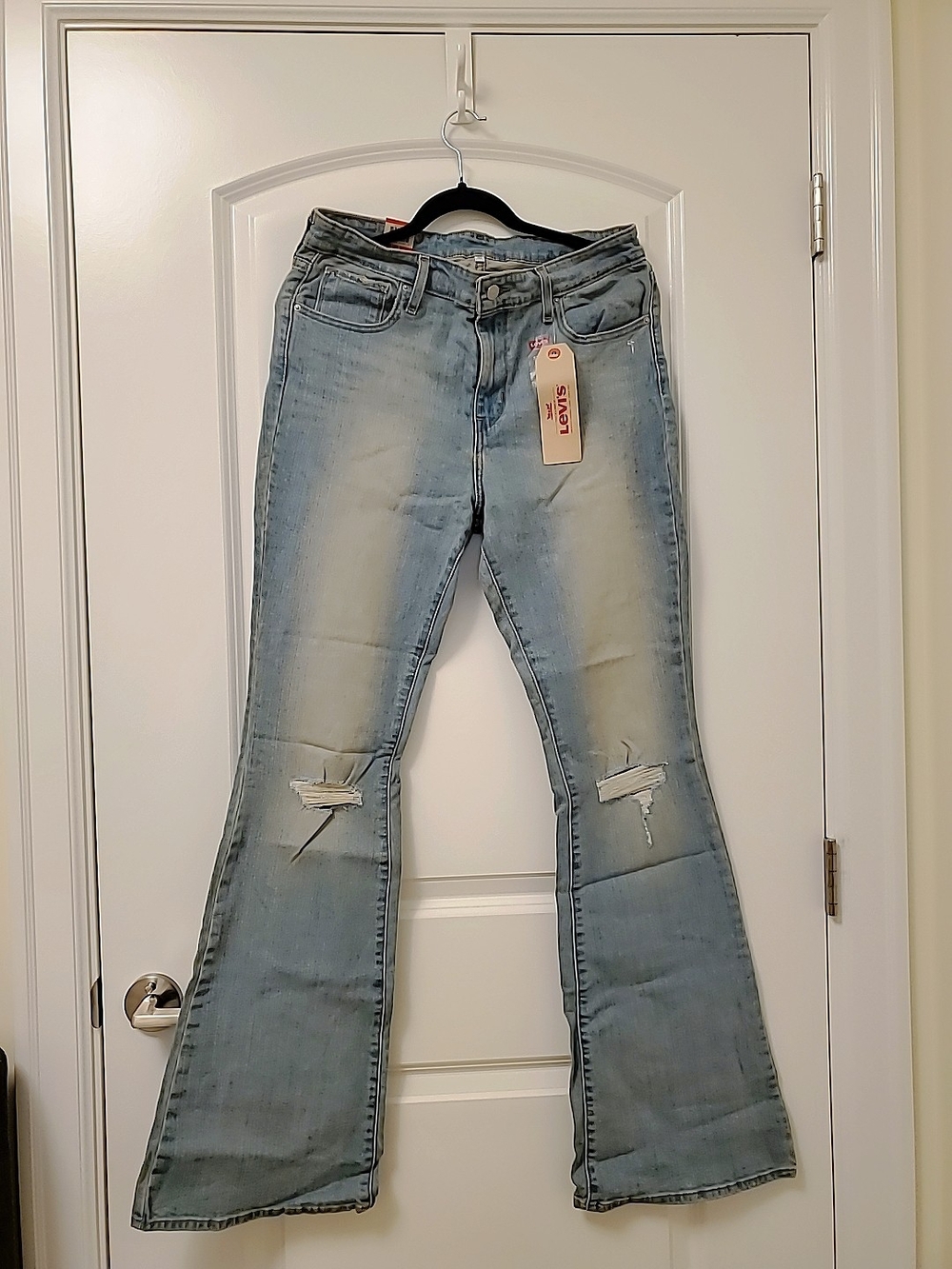 Levi's Women's Light Wash Flared Distressed Jeans